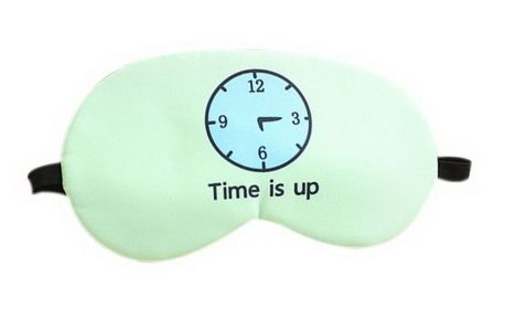 2 Pack Cartoon Summer Cool Breathable Sleeping Eye Masks, Light Green Time Is Up
