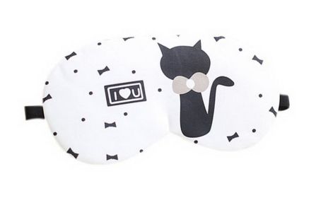 2 Pack Cartoon Summer Cool Breathable Sleeping Light Shading Eye Mask, Black Cat