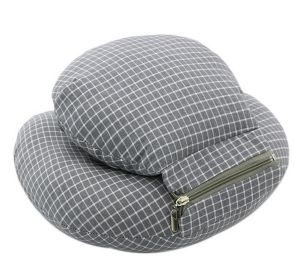 Removable And Washable Plush Double Sleeping Pillow, Dark Grey Plaid Pattern