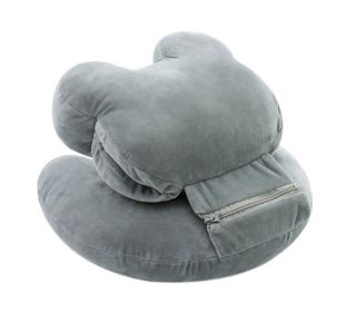 Removable And Washable Plush Double Sleeping Pillow, Gray Bear