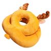 Plush Double Layer Sleeping Pillow Neck Nap Pillow, Yellow Cute Fawn