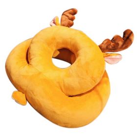 Plush Double Layer Sleeping Pillow Neck Nap Pillow, Yellow Cute Fawn