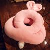 Plush Double Layer Sleeping Pillow Neck Nap Pillow, Pink Cute Rabbit