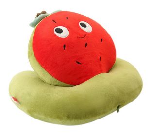 Plush Double Layer Sleeping Pillow Neck Nap Pillow, Red And Green