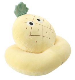 Plush Double Layer Sleeping Pillow Neck Nap Pillow, Light Yellow