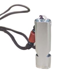 2 PCS Emergency Whistles with Lanyard Double Tubes Outdoor Whistle for Camping Hiking, Sliver