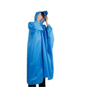 One-piece Raincoat Poncho Rain Cape Outdoor Hiking Camping (Blue)